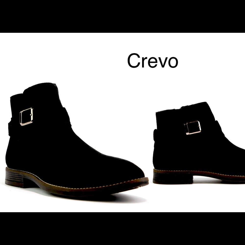 Crevo Mens Ankle boots modern buckle zipper suede